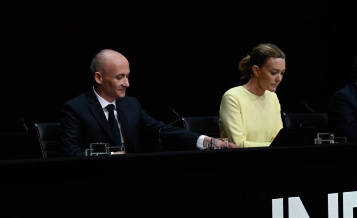 La presidenta de Inditex, Marta Ortega, y el consejero delegado, Óscar García, Maceiras