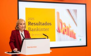 Gloria Ortiz, CEO de Bankinter, durante la presentación de resultados 2025