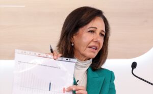 Ana Botín, presidenta de Banco Santander, durante la presentación del plan estratégico y resultados financieros de la entidad.