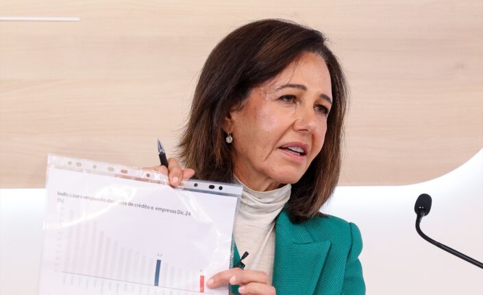 Ana Botín, presidenta de Banco Santander, durante la presentación del plan estratégico y resultados financieros de la entidad.