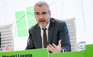 El presidente y consejero delegado de Aena, Maurici Lucena, durante la presentación a los medios de comunicación de la propuesta de Documento de Regulación Aeroportuaria (DORA)